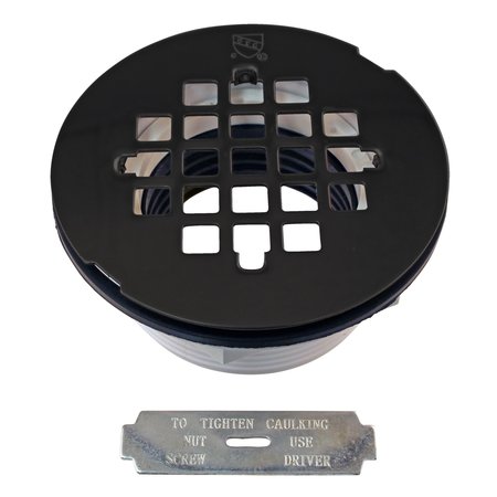 WESTBRASS 2" PVC Shower Drain Assembly and Grid in Powdercoated Black D206P-62